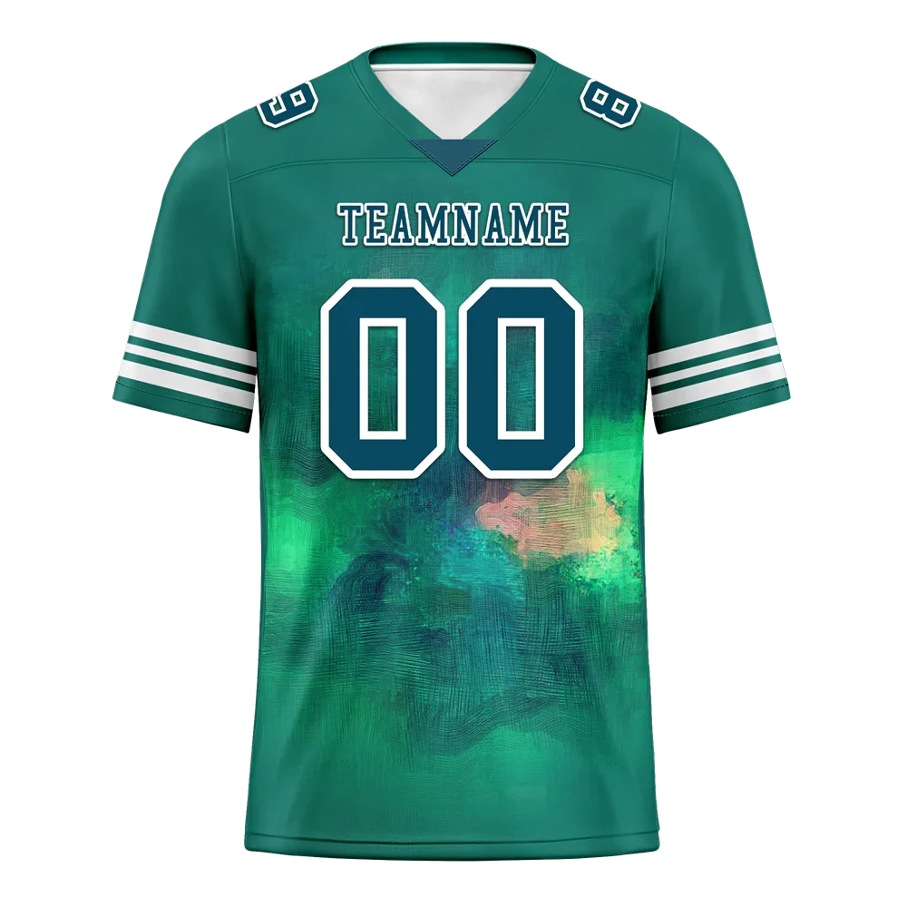 Custom Green Tie Dye Aqua Personalized Authentic Football Jersey FBJ02-bc0fa79 - Coolcustomize