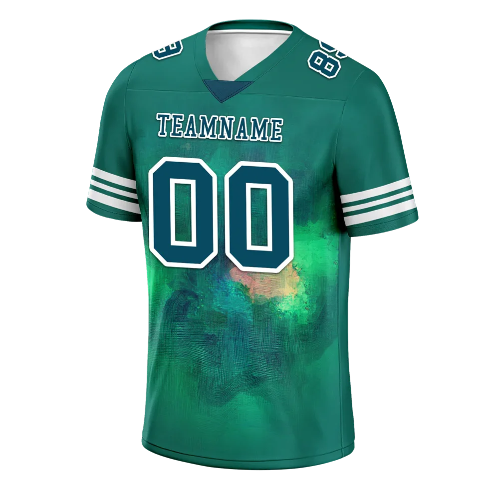 Custom Green Tie Dye Aqua Personalized Authentic Football Jersey FBJ02-bc0fa79 - Coolcustomize