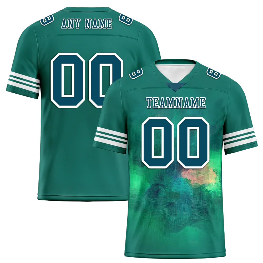 Custom Green Tie Dye Aqua Personalized Authentic Football Jersey FBJ02-bc0fa79 - Coolcustomize