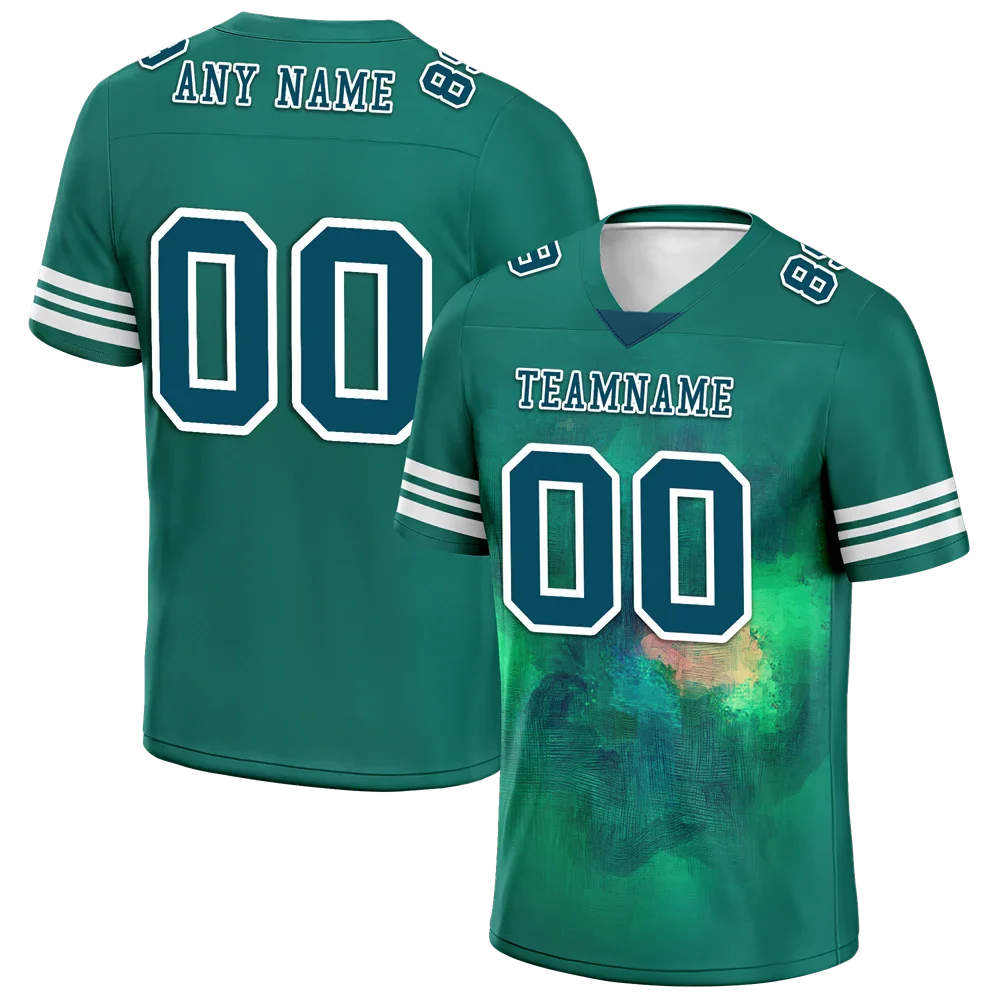 Custom Green Tie Dye Aqua Personalized Authentic Football Jersey FBJ02-bc0fa79 - Coolcustomize