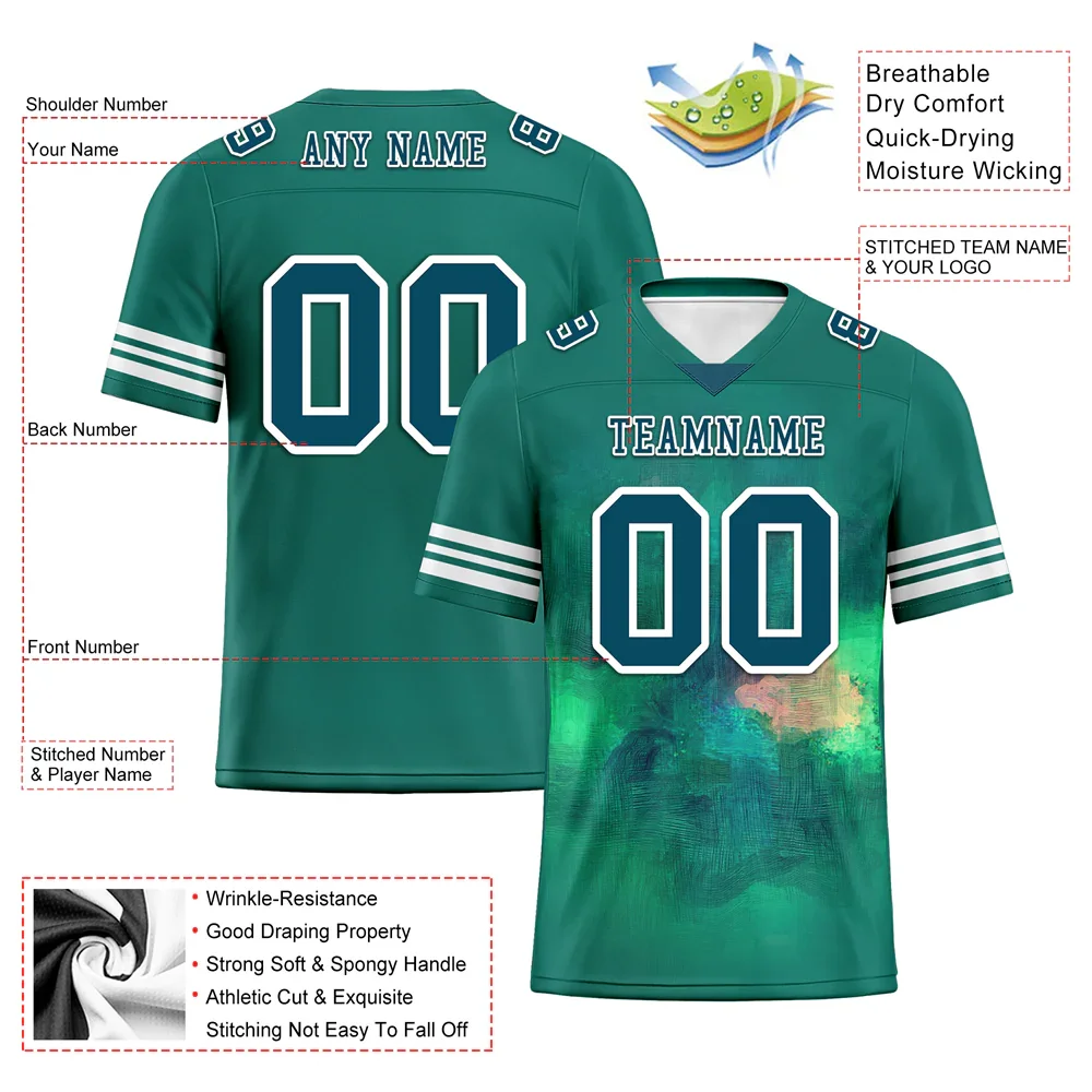 Custom Green Tie Dye Aqua Personalized Authentic Football Jersey FBJ02-bc0fa79 - Coolcustomize