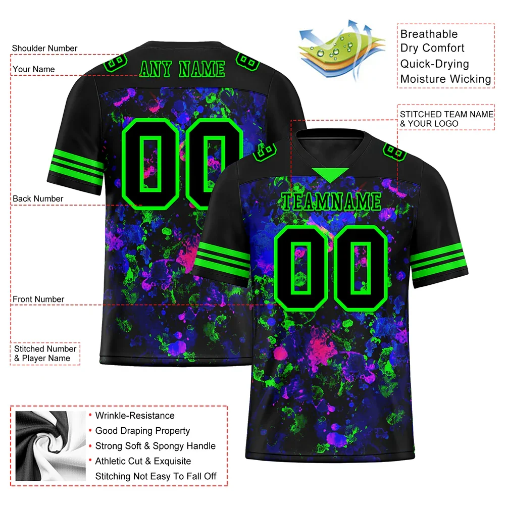 Custom Black Purple Tie Dye Black Personalized Authentic Football Jersey FBJ02-bc0fa80 - Coolcustomize