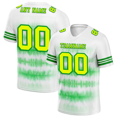 Custom White Green Tie Dye Yellow Personalized Authentic Football Jersey FBJ02-bc0fa8b