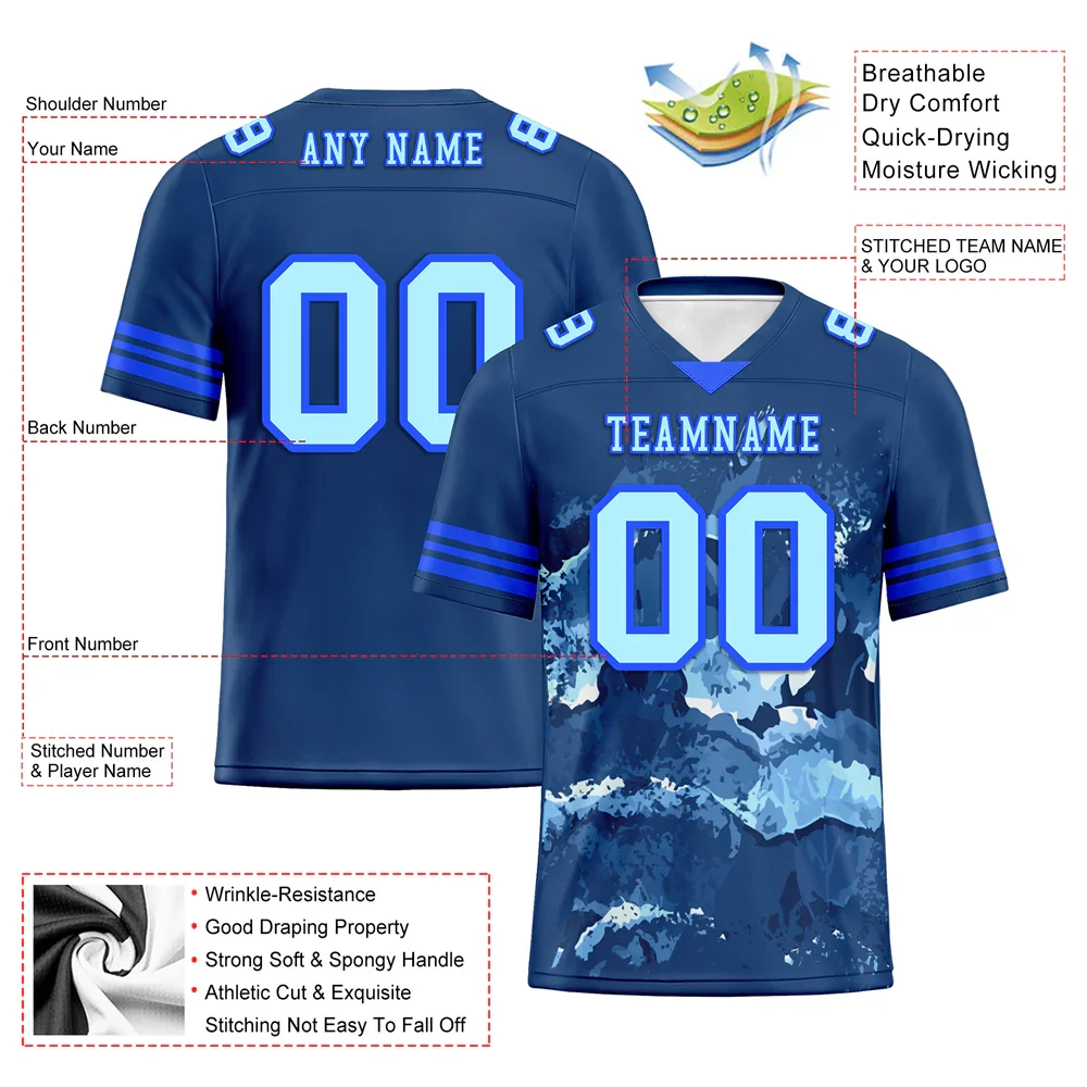 Custom Black Tie Dye Aqua Personalized Authentic Football Jersey FBJ02-bc0fa8d - Coolcustomize