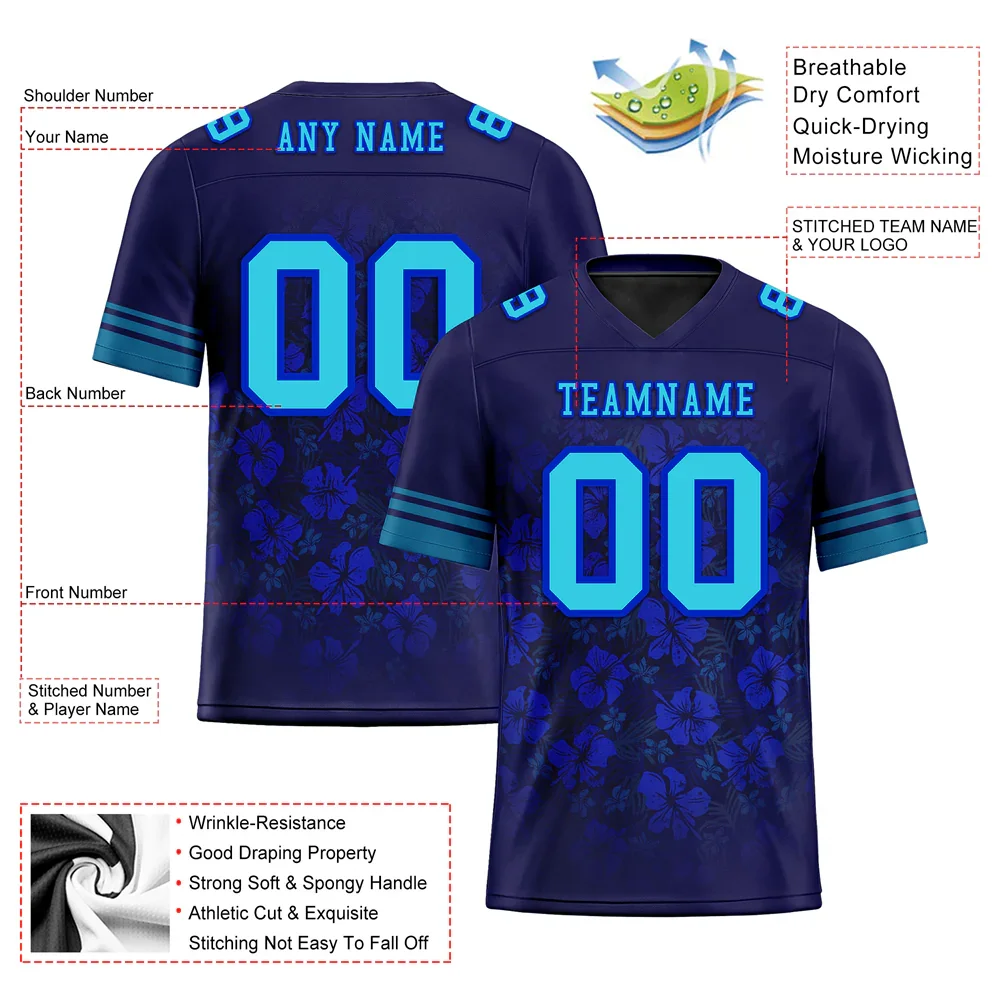 Custom Blue Tie Dye Aqua Personalized Authentic Football Jersey FBJ02-bc0fa87 - Coolcustomize