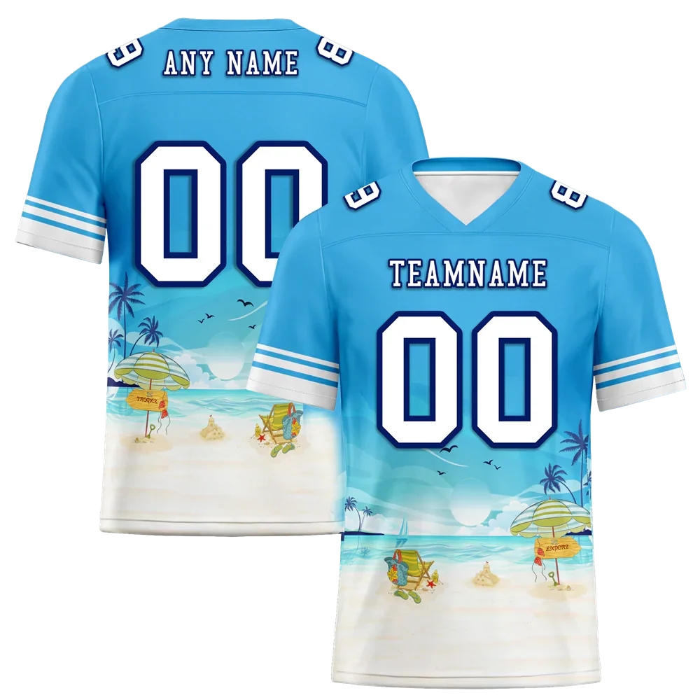 Custom Blue Hawaii White Personalized Authentic Football Jersey FBJ02-bc0fa9c - Coolcustomize