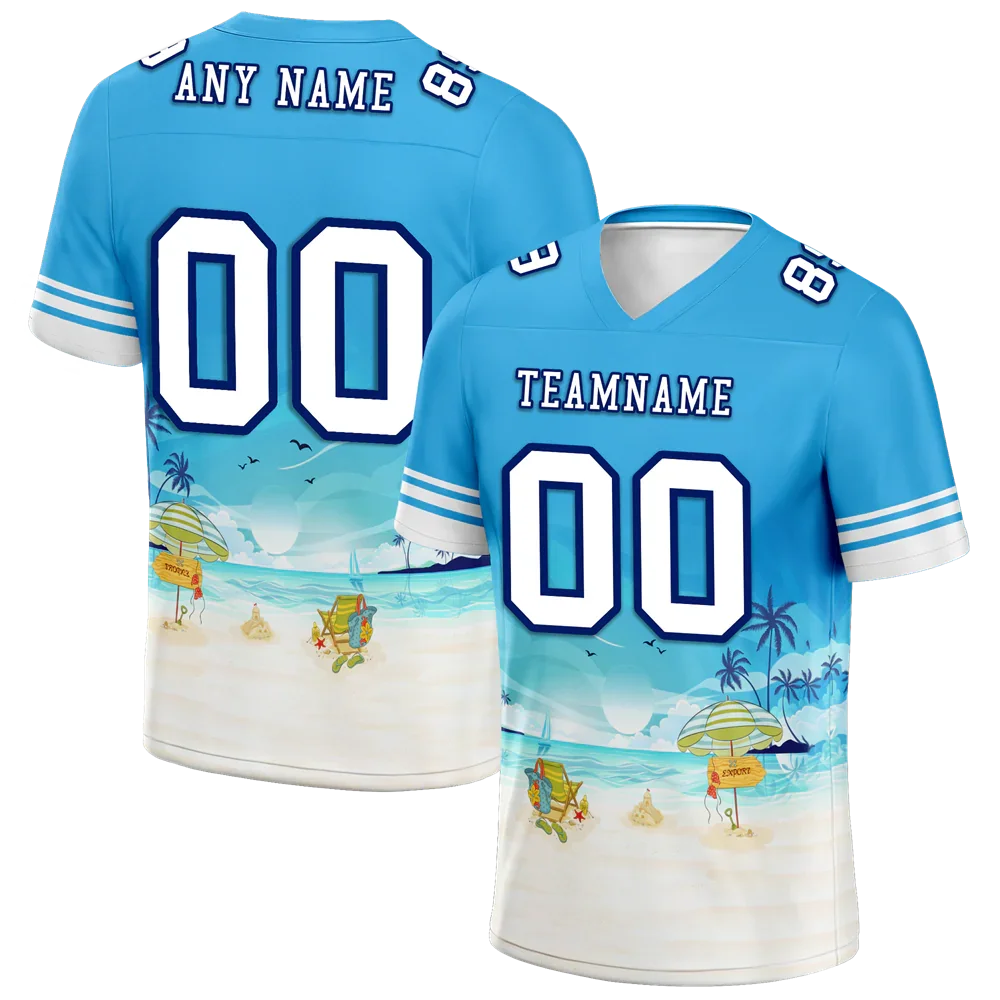 Custom Blue Hawaii White Personalized Authentic Football Jersey FBJ02-bc0fa9c - Coolcustomize