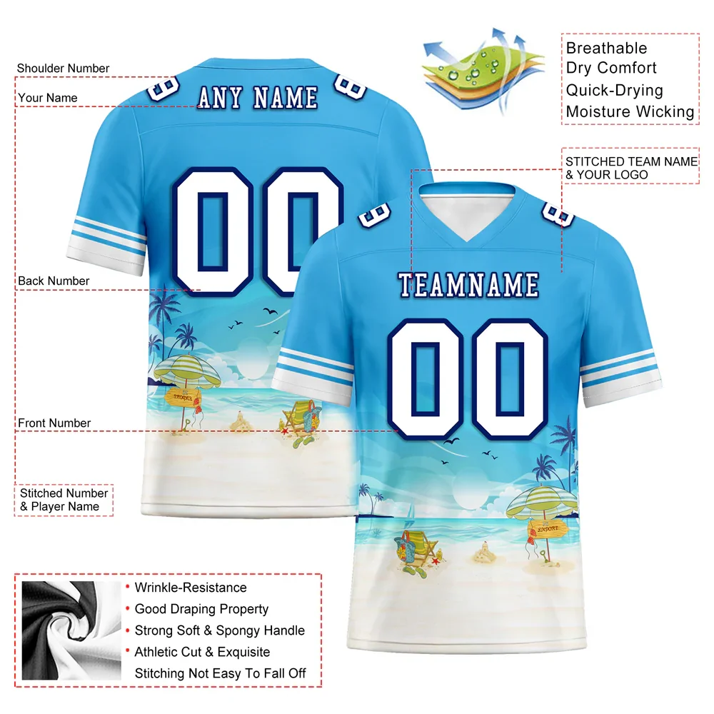 Custom Blue Hawaii White Personalized Authentic Football Jersey FBJ02-bc0fa9c - Coolcustomize