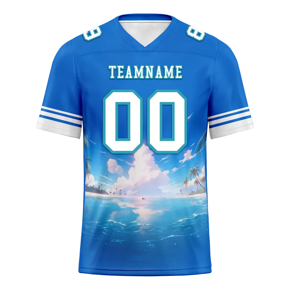 Custom Blue Hawaii White Personalized Authentic Football Jersey FBJ02-bc0fa9d - Coolcustomize