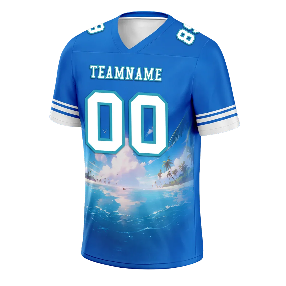 Custom Blue Hawaii White Personalized Authentic Football Jersey FBJ02-bc0fa9d - Coolcustomize