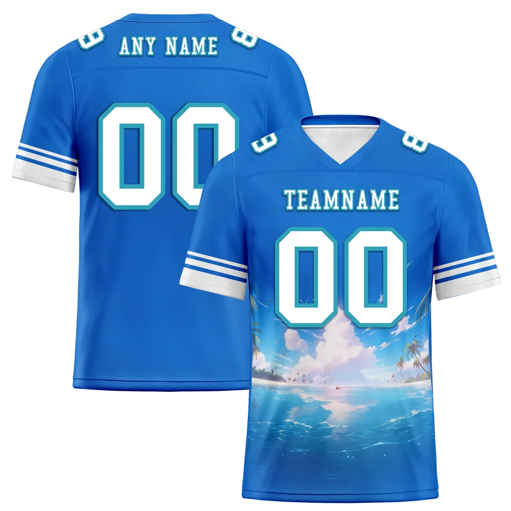 Custom Blue Hawaii White Personalized Authentic Football Jersey FBJ02-bc0fa9d - Coolcustomize