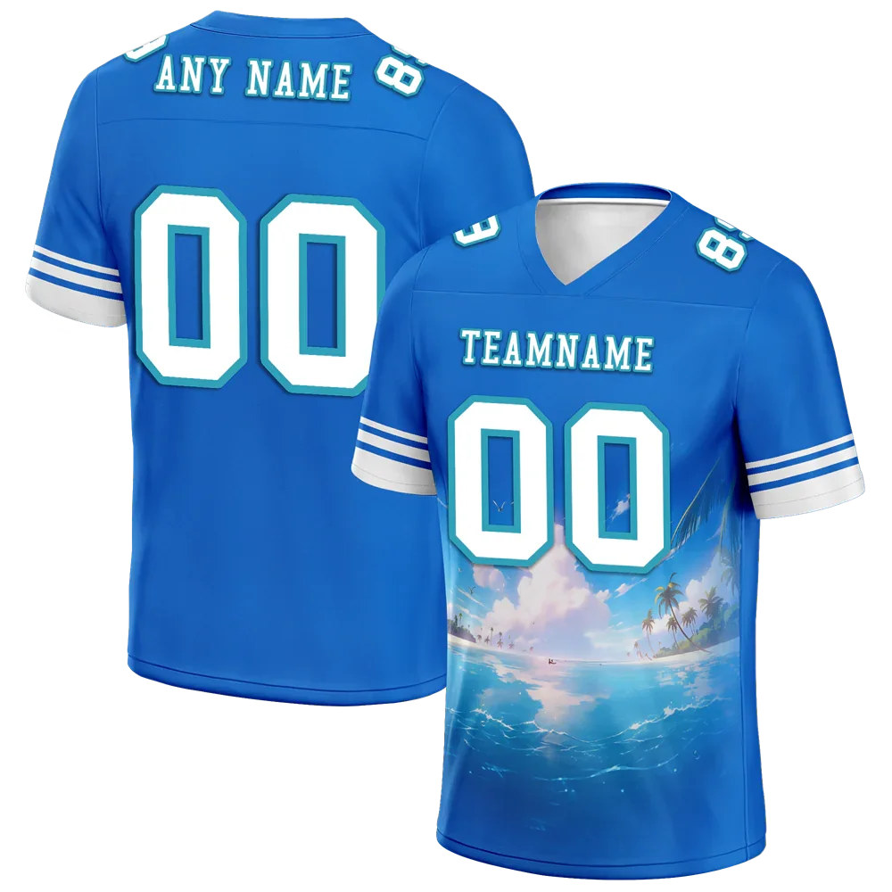 Custom Blue Hawaii White Personalized Authentic Football Jersey FBJ02-bc0fa9d - Coolcustomize