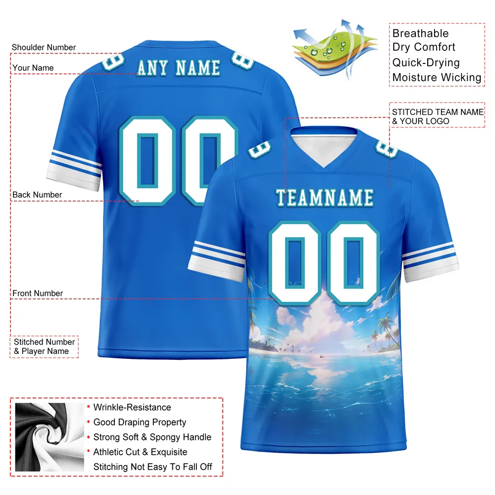 Custom Blue Hawaii White Personalized Authentic Football Jersey FBJ02-bc0fa9d - Coolcustomize