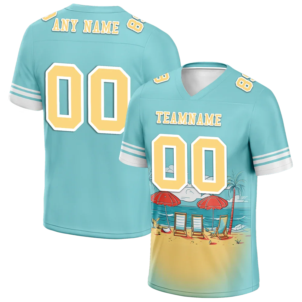 Custom Aqua Hawaii Yellow Personalized Authentic Football Jersey FBJ02-bc0fa9e - Coolcustomize