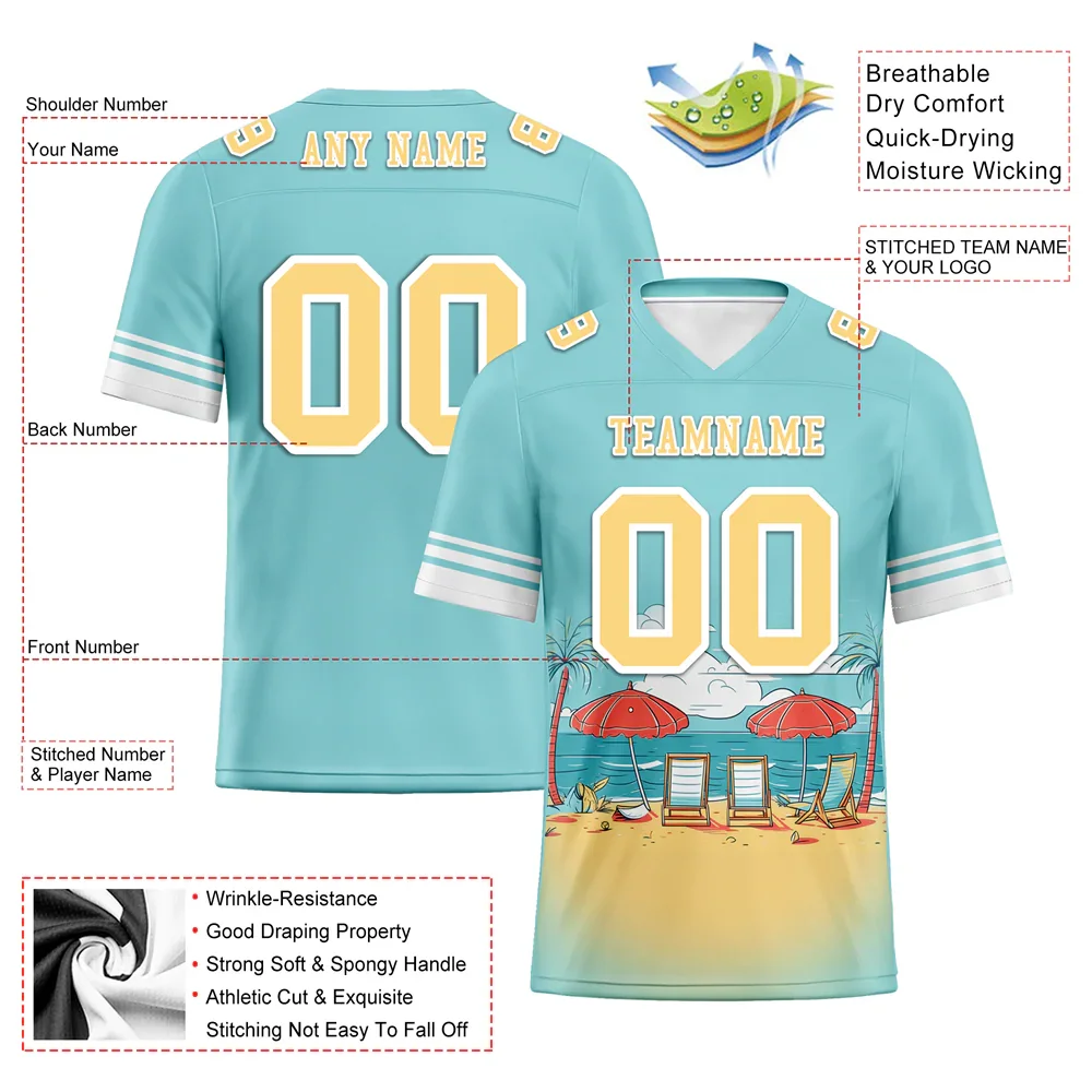 Custom Aqua Hawaii Yellow Personalized Authentic Football Jersey FBJ02-bc0fa9e - Coolcustomize