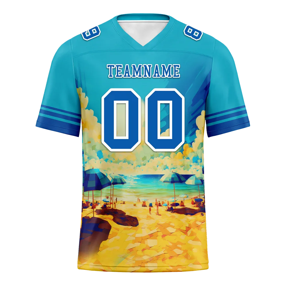 Custom Aqua Hawaii Blue Personalized Authentic Football Jersey FBJ02-bc0fa97 - Coolcustomize