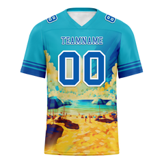 Custom Aqua Hawaii Blue Personalized Authentic Football Jersey FBJ02-bc0fa97