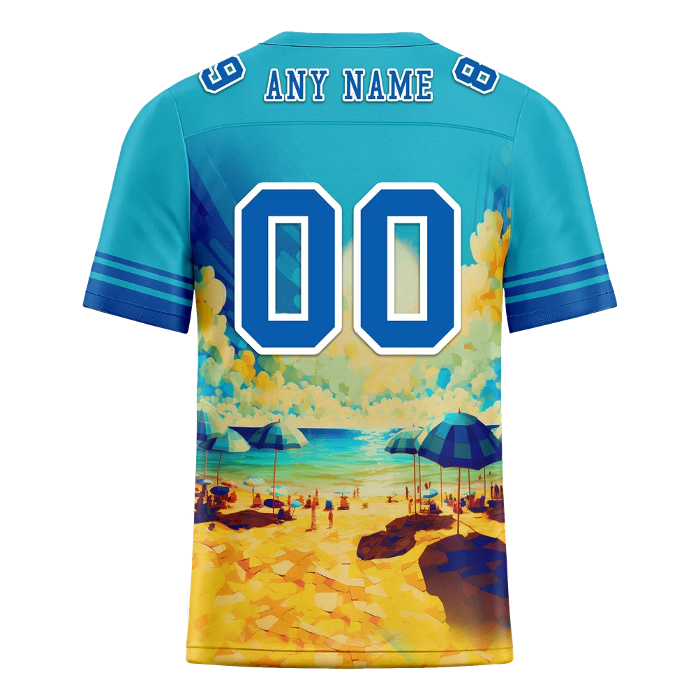Custom Aqua Hawaii Blue Personalized Authentic Football Jersey FBJ02-bc0fa97 - Coolcustomize