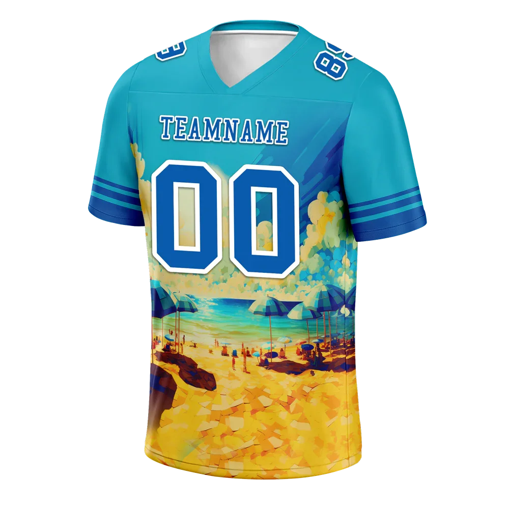 Custom Aqua Hawaii Blue Personalized Authentic Football Jersey FBJ02-bc0fa97 - Coolcustomize