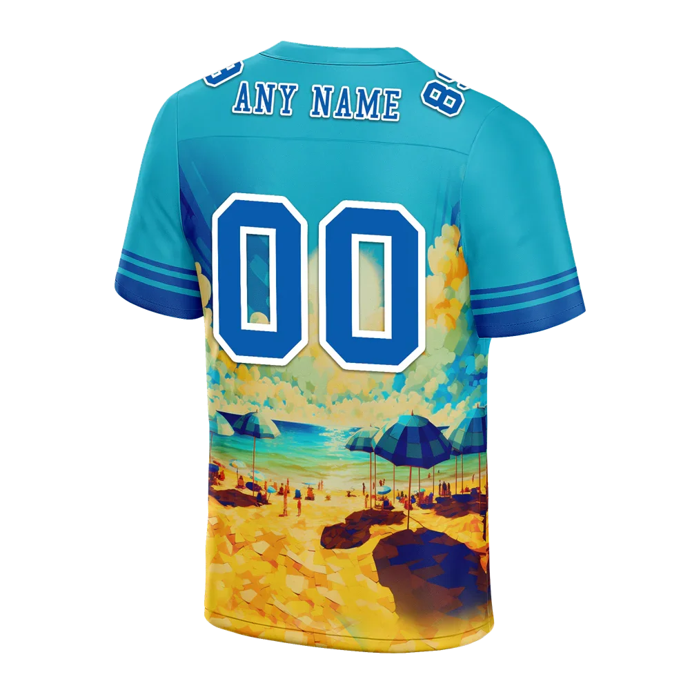 Custom Aqua Hawaii Blue Personalized Authentic Football Jersey FBJ02-bc0fa97 - Coolcustomize