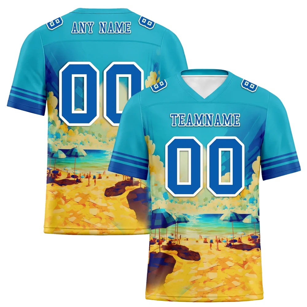 Custom Aqua Hawaii Blue Personalized Authentic Football Jersey FBJ02-bc0fa97 - Coolcustomize