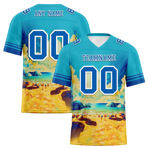 Custom Aqua Hawaii Blue Personalized Authentic Football Jersey FBJ02-bc0fa97 - Coolcustomize