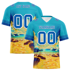 Custom Aqua Hawaii Blue Personalized Authentic Football Jersey FBJ02-bc0fa97