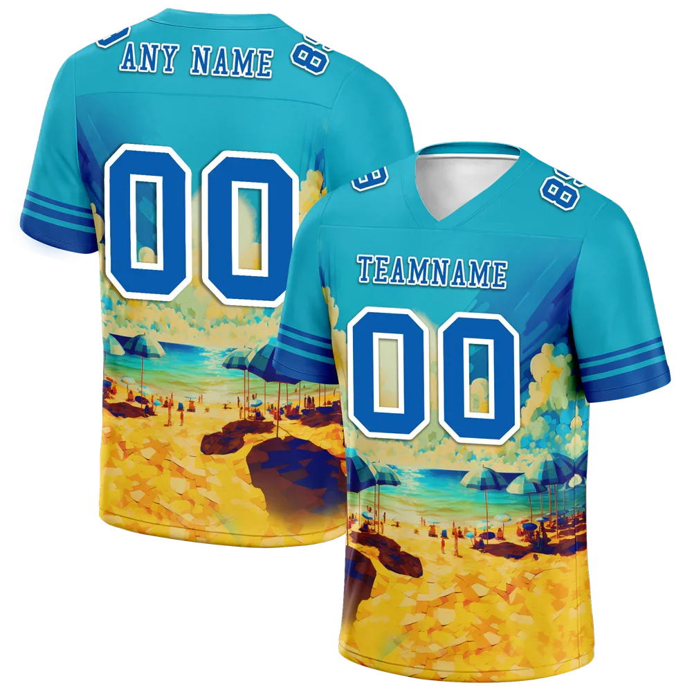 Custom Aqua Hawaii Blue Personalized Authentic Football Jersey FBJ02-bc0fa97 - Coolcustomize