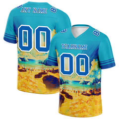 Custom Aqua Hawaii Blue Personalized Authentic Football Jersey FBJ02-bc0fa97