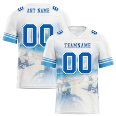 Custom White Hawaii Blue Personalized Authentic Football Jersey FBJ02-bc0fa98