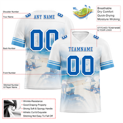 Custom White Hawaii Blue Personalized Authentic Football Jersey FBJ02-bc0fa98