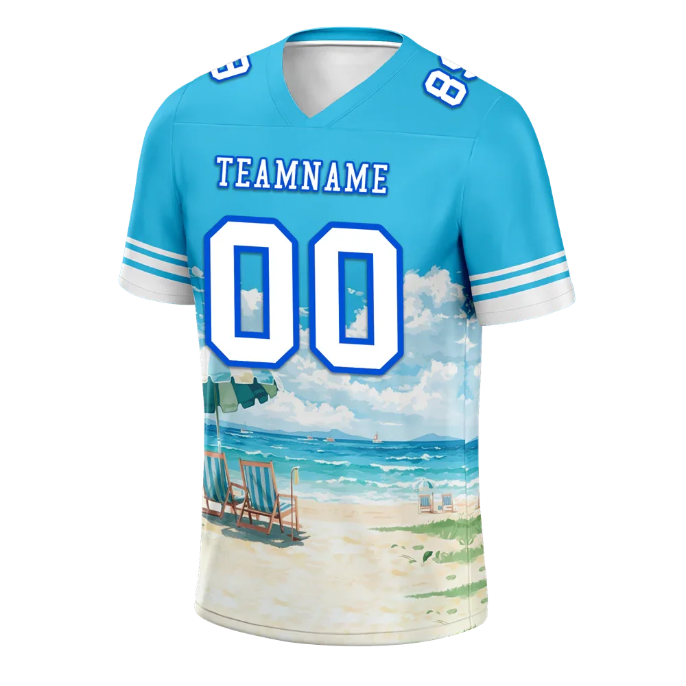 Custom Aqua Hawaii White Personalized Authentic Football Jersey FBJ02-bc0fa99 - Coolcustomize