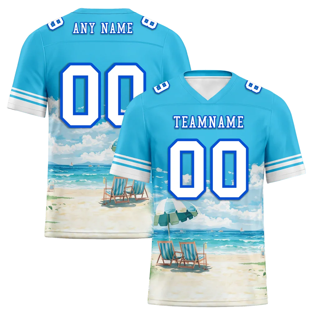 Custom Aqua Hawaii White Personalized Authentic Football Jersey FBJ02-bc0fa99 - Coolcustomize