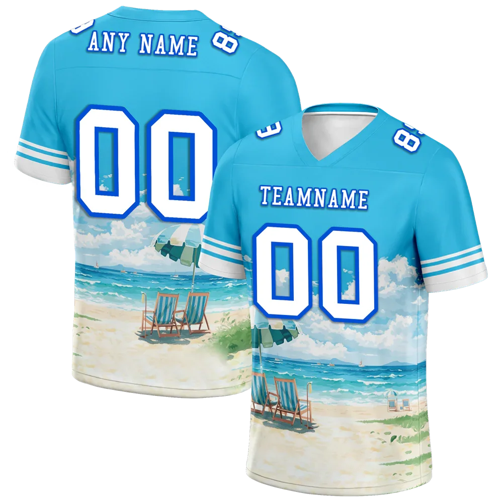 Custom Aqua Hawaii White Personalized Authentic Football Jersey FBJ02-bc0fa99 - Coolcustomize