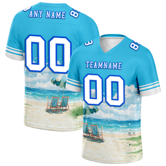 Custom Aqua Hawaii White Personalized Authentic Football Jersey FBJ02-bc0fa99