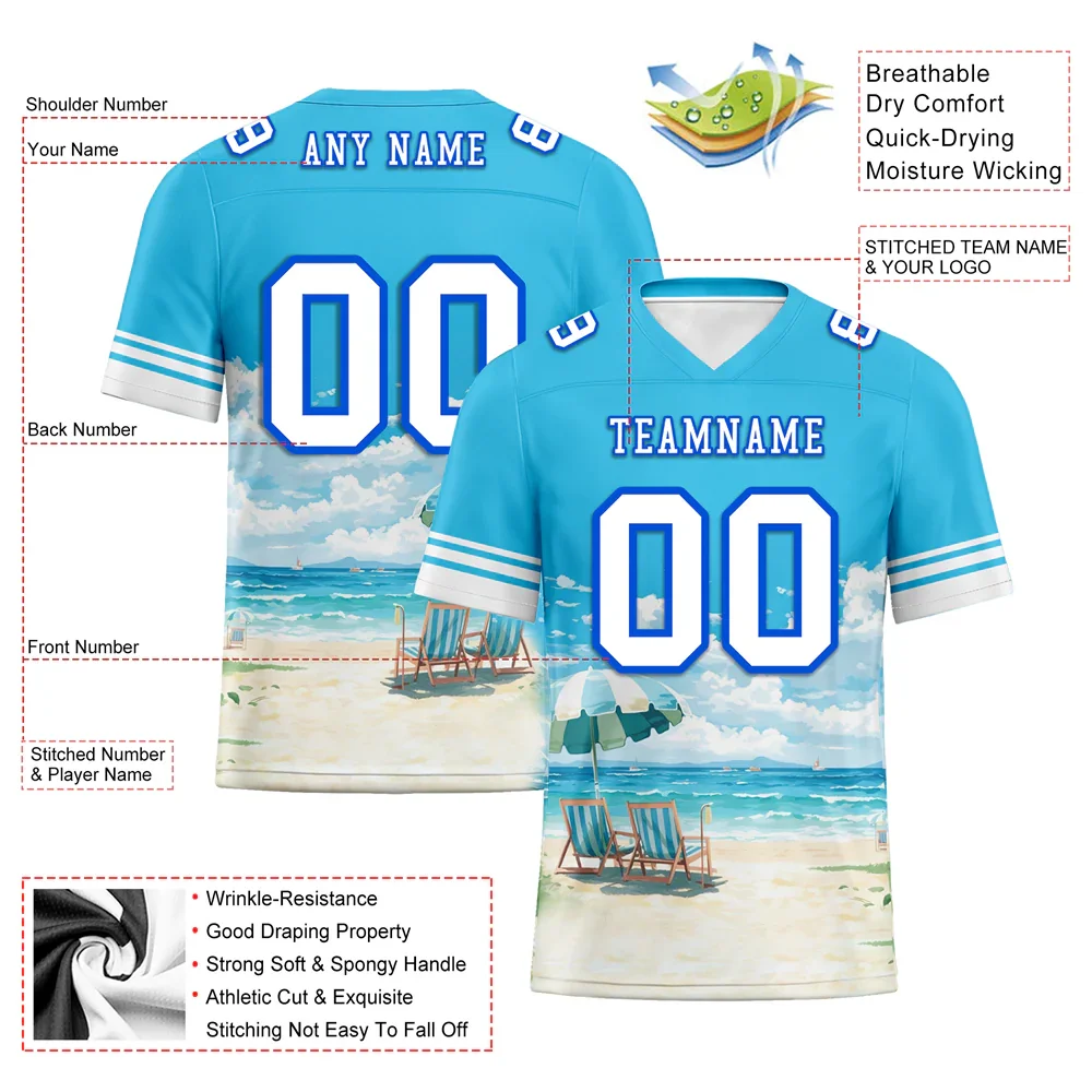 Custom Aqua Hawaii White Personalized Authentic Football Jersey FBJ02-bc0fa99 - Coolcustomize