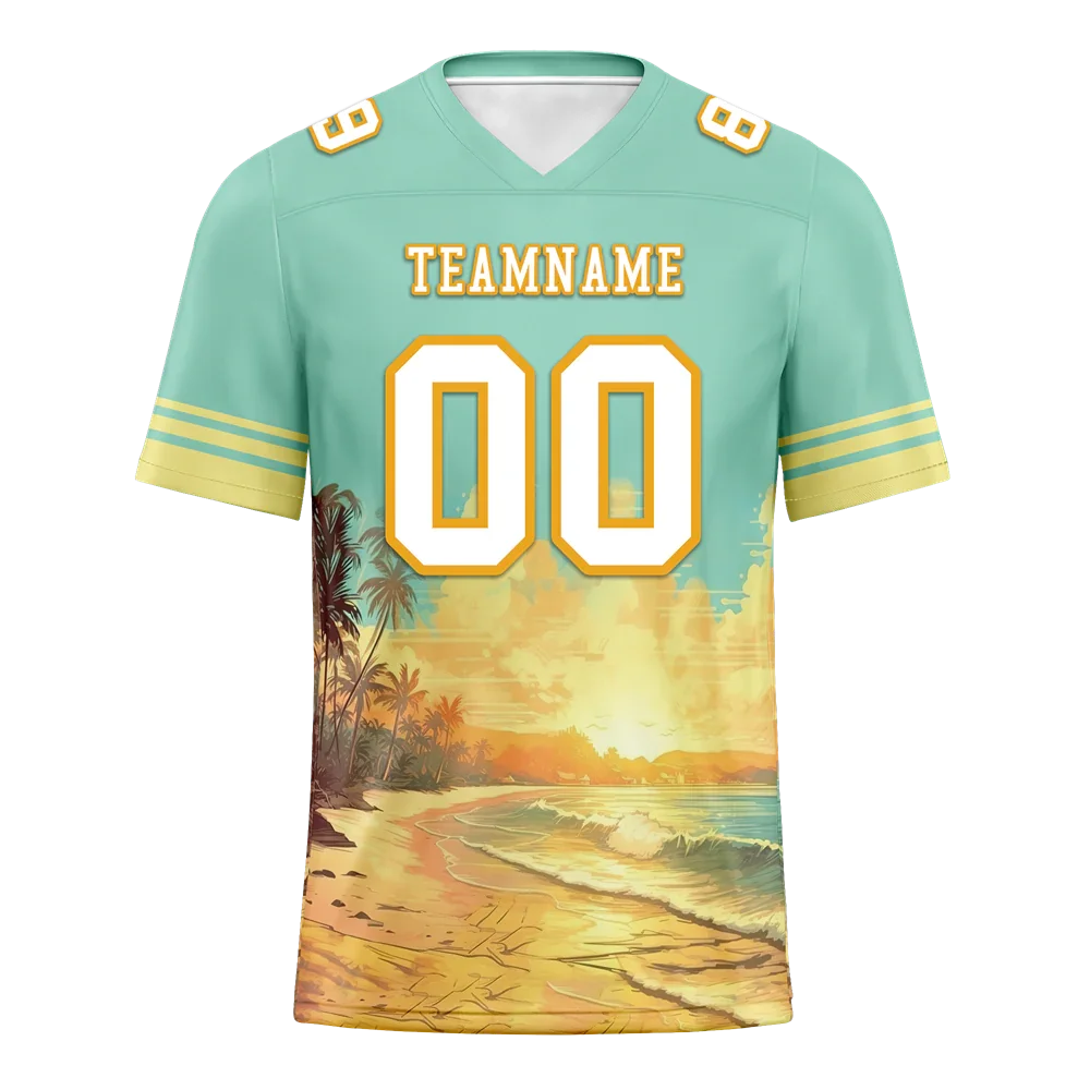 Custom Aqua Yellow Hawaii White Personalized Authentic Football Jersey FBJ02-bc0fb00 - Coolcustomize