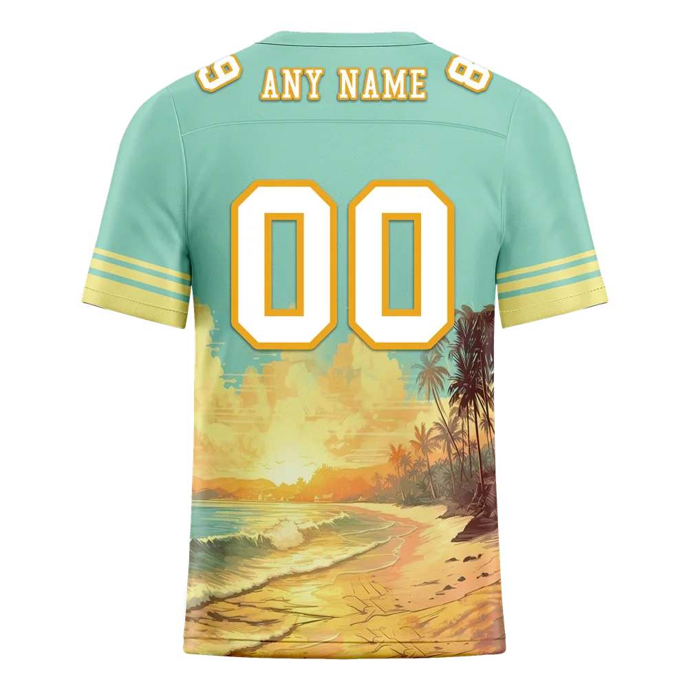 Custom Aqua Yellow Hawaii White Personalized Authentic Football Jersey FBJ02-bc0fb00 - Coolcustomize