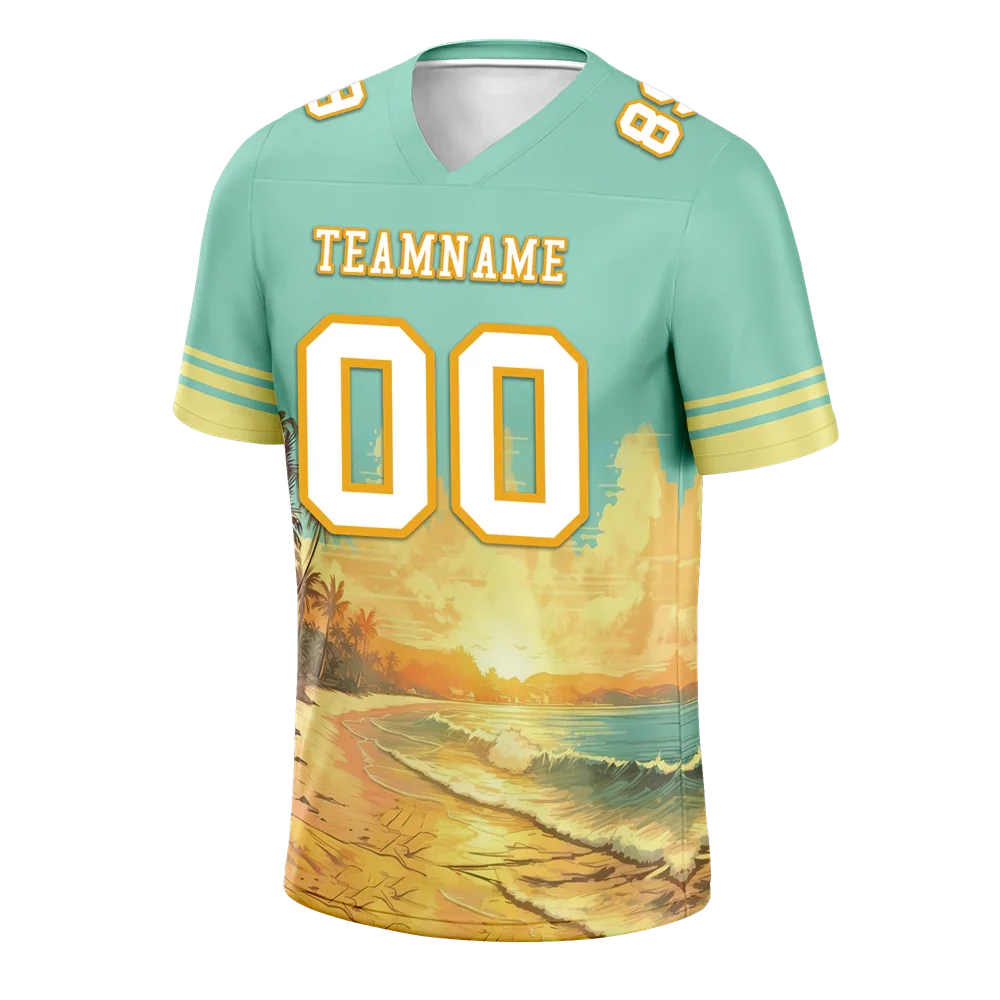 Custom Aqua Yellow Hawaii White Personalized Authentic Football Jersey FBJ02-bc0fb00 - Coolcustomize