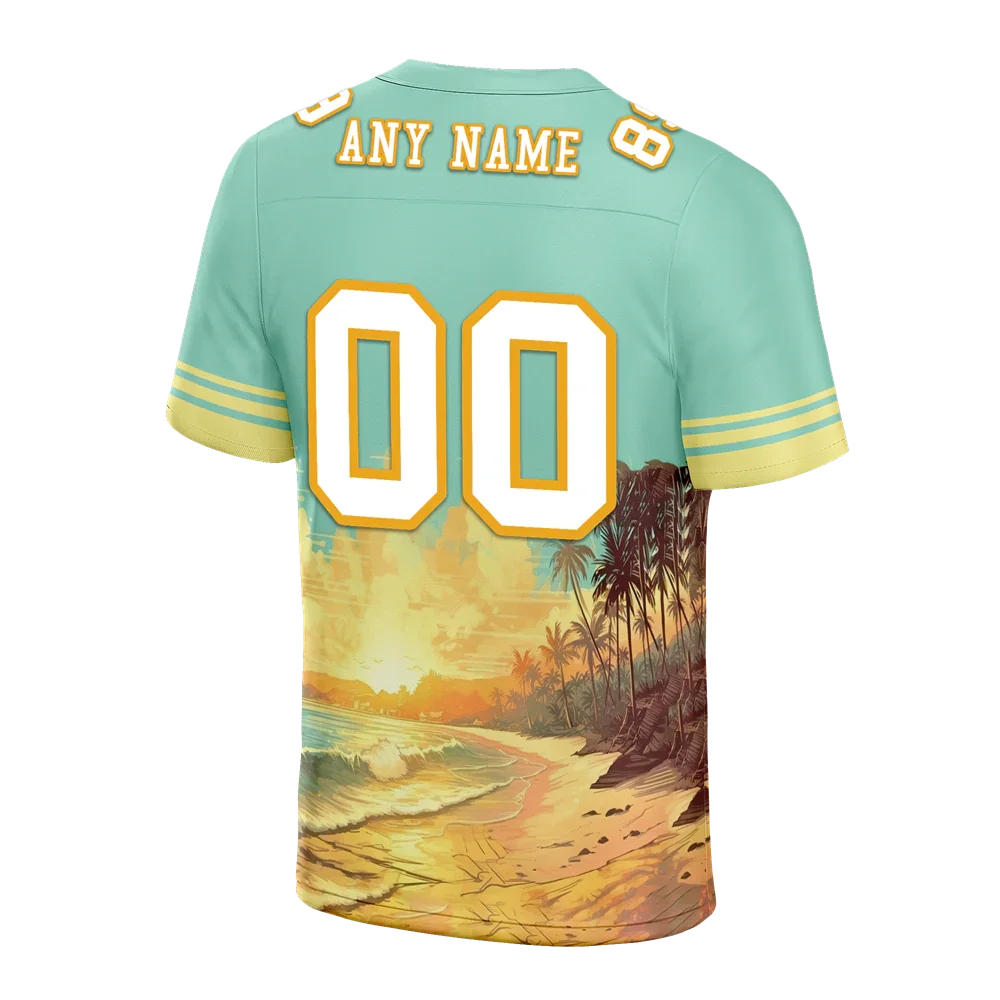 Custom Aqua Yellow Hawaii White Personalized Authentic Football Jersey FBJ02-bc0fb00 - Coolcustomize