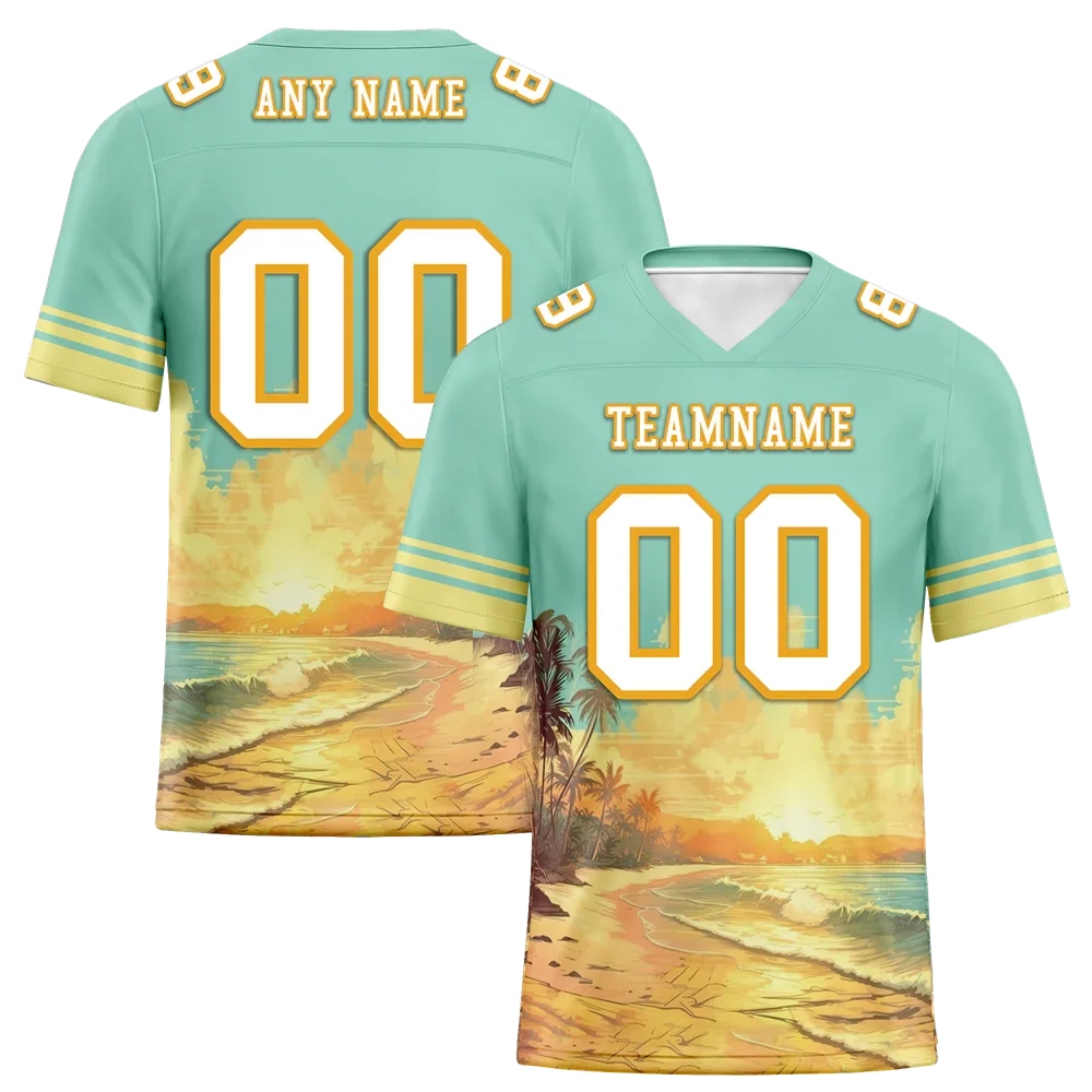 Custom Aqua Yellow Hawaii White Personalized Authentic Football Jersey FBJ02-bc0fb00 - Coolcustomize