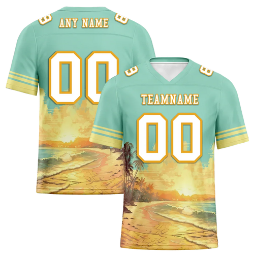 Custom Aqua Yellow Hawaii White Personalized Authentic Football Jersey FBJ02-bc0fb00 - Coolcustomize