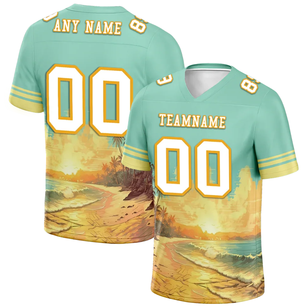 Custom Aqua Yellow Hawaii White Personalized Authentic Football Jersey FBJ02-bc0fb00 - Coolcustomize
