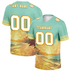 Custom Aqua Yellow Hawaii White Personalized Authentic Football Jersey FBJ02-bc0fb00