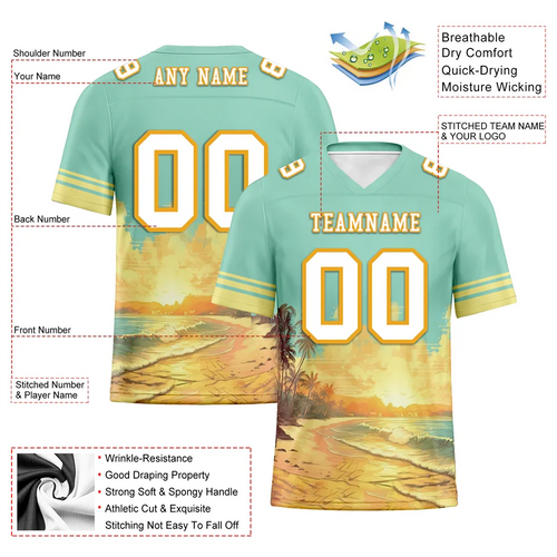 Custom Aqua Yellow Hawaii White Personalized Authentic Football Jersey FBJ02-bc0fb00 - Coolcustomize