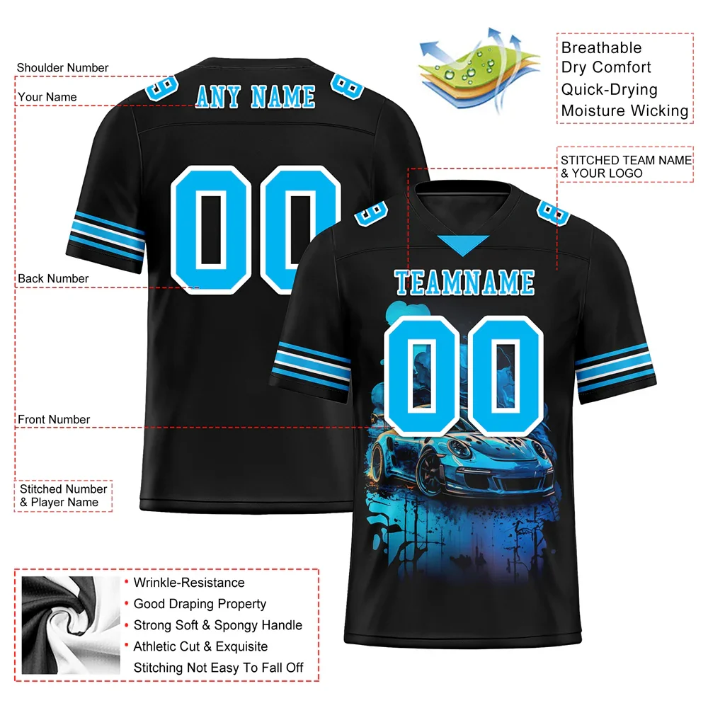 Custom Black Drift Fashion Aqua Personalized Authentic Football Jersey FBJ02-bc0fb0a - Coolcustomize