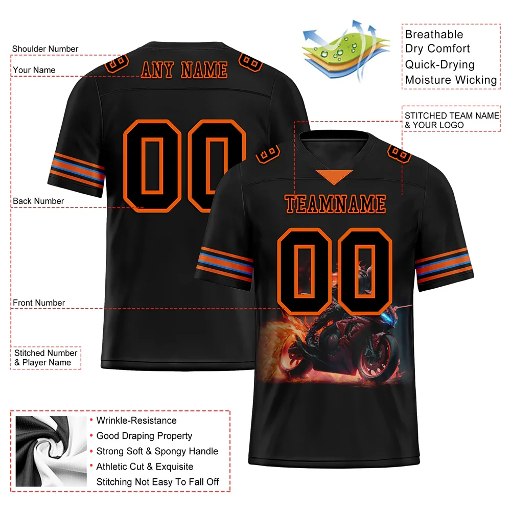 Custom Black Orange Drift Fashion Black Personalized Authentic Football Jersey FBJ02-bc0fb0e - Coolcustomize