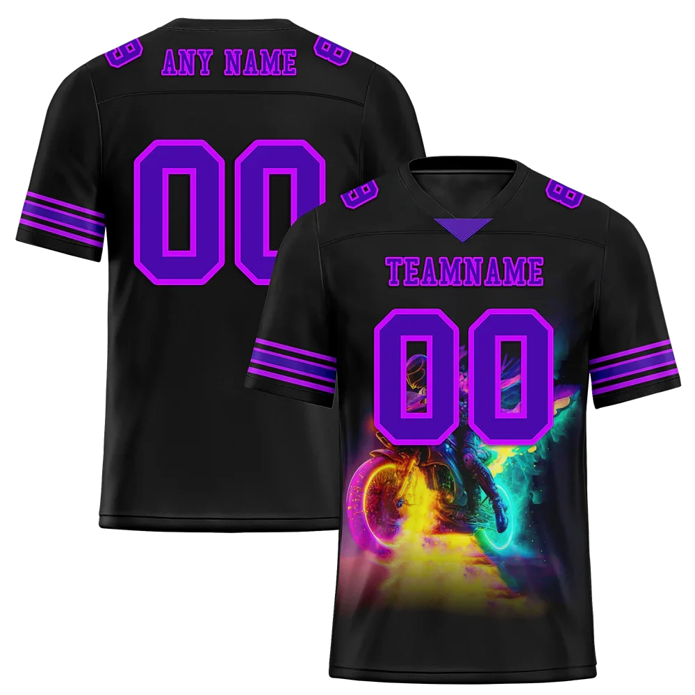 Custom Black Drift Fashion Purple Personalized Authentic Football Jersey FBJ02-bc0fb08 - Coolcustomize