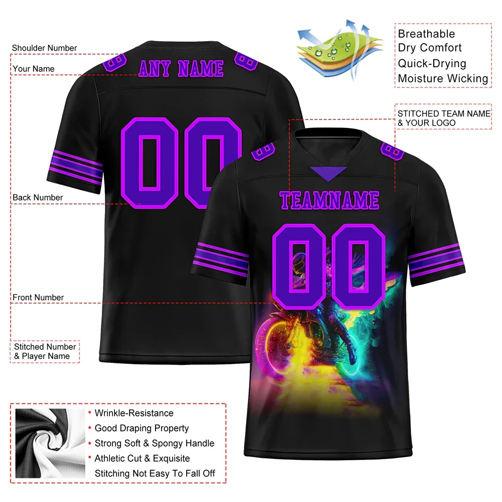 Custom Black Drift Fashion Purple Personalized Authentic Football Jersey FBJ02-bc0fb08 - Coolcustomize
