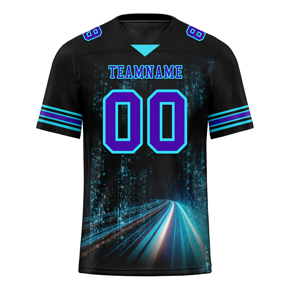 Custom Black Aqua Drift Fashion Purple Personalized Authentic Football Jersey FBJ02-bc0fb09 - Coolcustomize